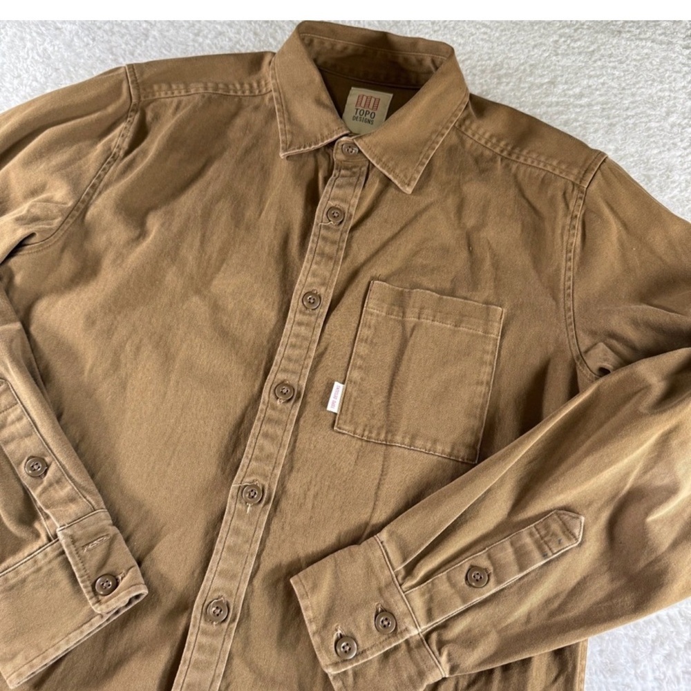 Topo Designs Shirt Men's XL Tan Cotton Long
Sleeve Button Up